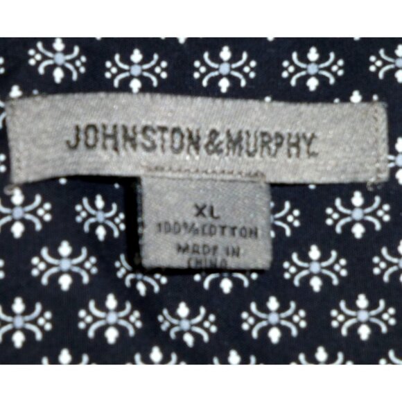 Johnston & Murphy Mens XL Navy Button-Up Shirt With White Geometric Print Long S - Picture 4 of 8